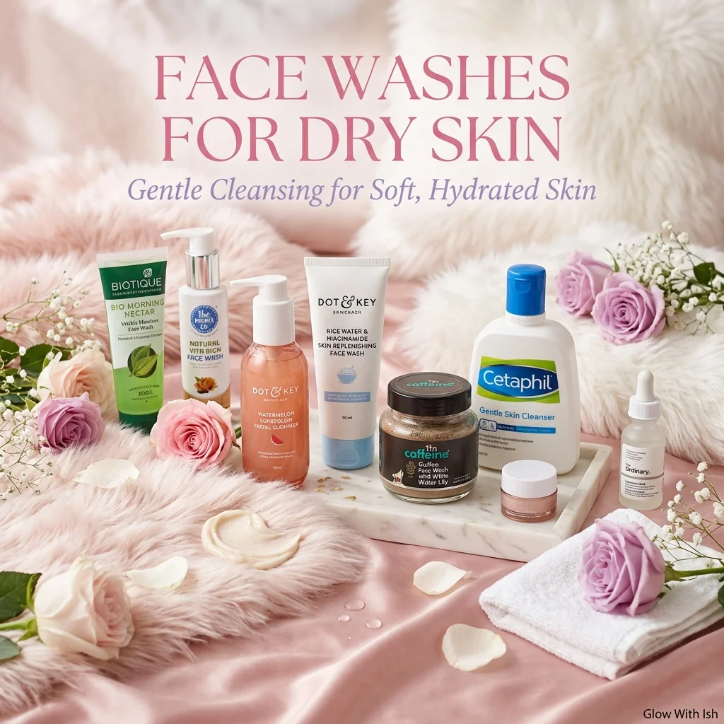 Gentle hydrating face washes for dry skin in a pastel skincare routine